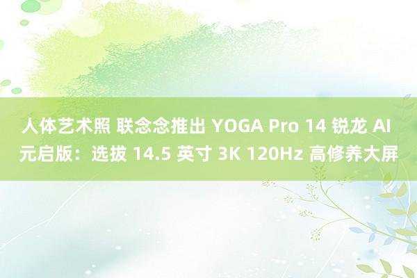   人体艺术照 联念念推出 YOGA Pro 14 锐龙 AI 元启版：选拔 14.5 英寸 3K 120Hz 高修养大屏