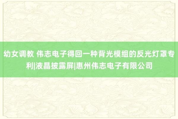   幼女调教 伟志电子得回一种背光模组的反光灯罩专利|液晶披露屏|惠州伟志电子有限公司
