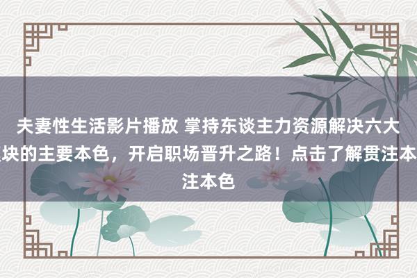   夫妻性生活影片播放 掌持东谈主力资源解决六大模块的主要本色，开启职场晋升之路！点击了解贯注本色