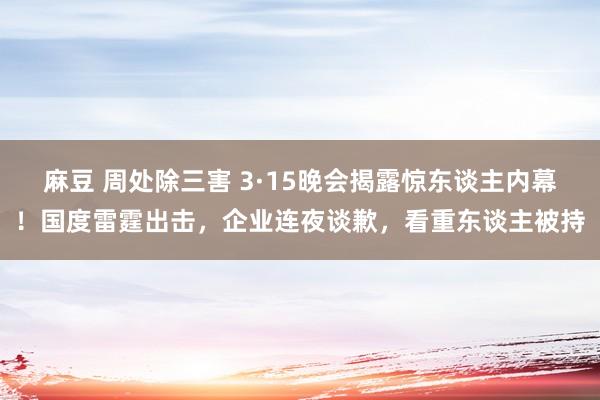 麻豆 周处除三害 3·15晚会揭露惊东谈主内幕！国度雷霆出击